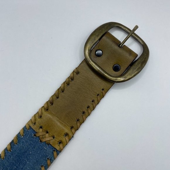 Leather Blue Flower Laced Hand Made Latigo Made in Haiti Removable Buckle - Picture 5 of 8